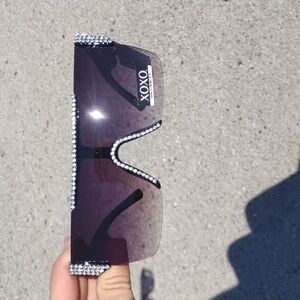XOXO Black and Silver Rhinestone Sunglasses